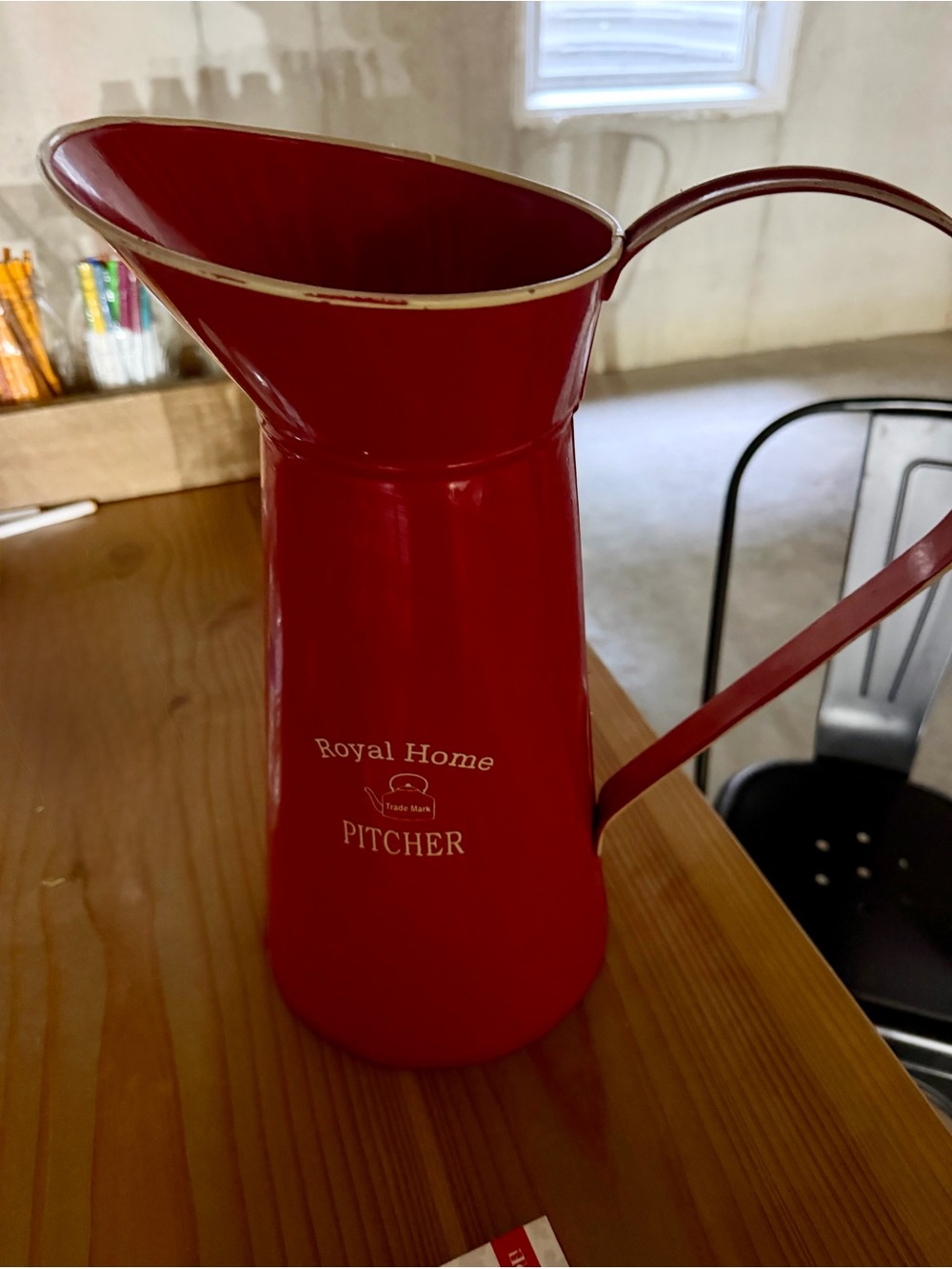 Red Metal Pitcher - Decorative & Functional - Picture 2 of 2